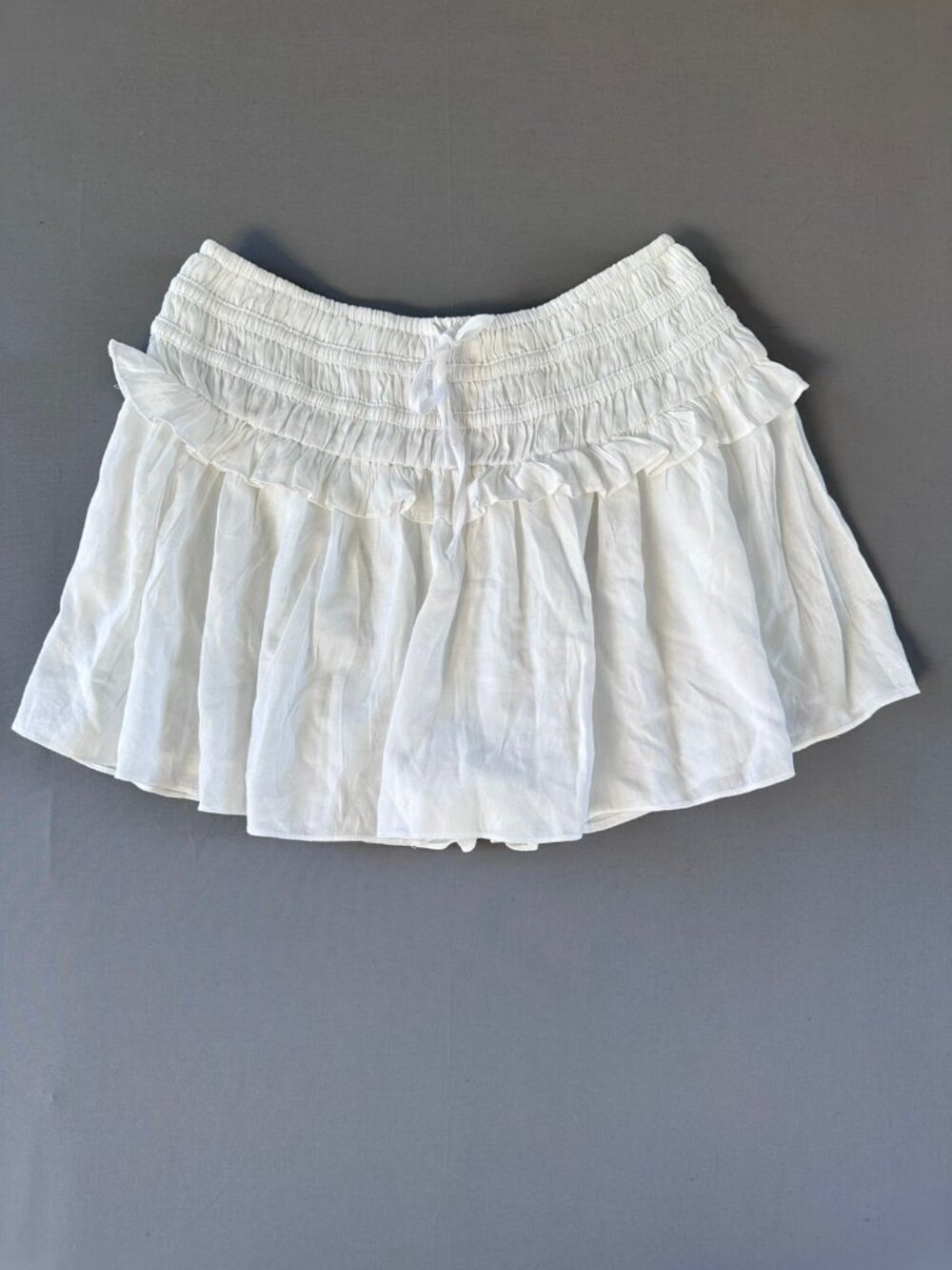 Mustard Seed White Ruffle Mini Skort Pleated Skirt with Shorts Women’s Size L